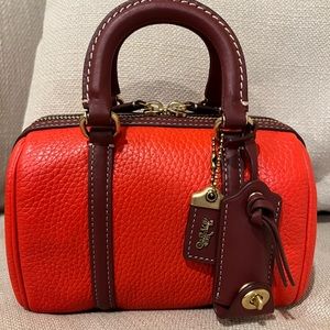 COACH Mini Ruby 18 Satchel Crossbody RED ORANGE Glovetanned Pebbled Leather NWOT